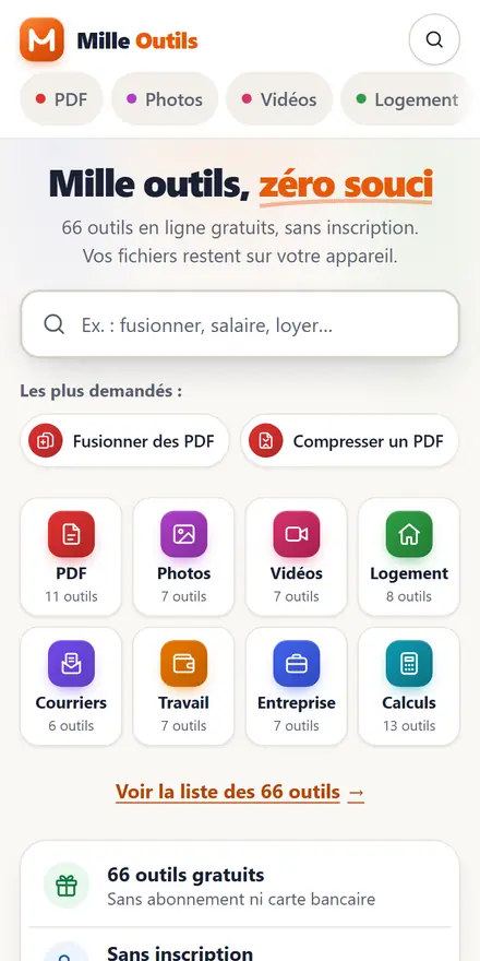 La même page sur téléphone